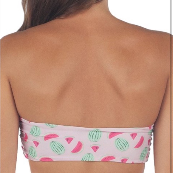 Red Melon Tie-Front Strapless Bandeau Top & Matching Cheeky bikini bottoms - Picture 6 of 6